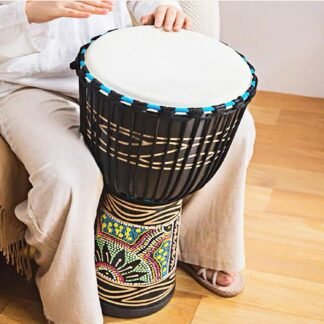 BORIYAM Djembe Drum Professionally Hand Carved, Goatskin Drum Head, From West African Style Tambourine, Bongo, Percussion (Black Clouds)