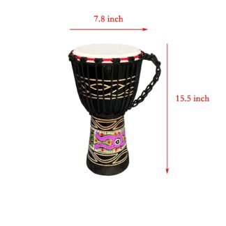 BORIYAM Djembe Drum Professionally Hand Carved, Goatskin Drum Head, From West African Style Tambourine, Bongo, Percussion (Black Clouds)