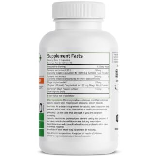 Bronson Turmeric + Ginger Extra Strength Joint Health & Digestion Support with BioPerine, Non-GMO, 120 Vegetarian Capsules