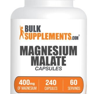 BulkSupplements.com Magnesium Malate Capsules - Magnesium Supplement, Magnesium Malate 400mg - Essential & Gluten Free, 4 Capsules per Serving, 240 Count (Pack of 1)