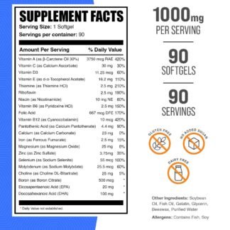 BulkSupplements.com Multivitamin for Men Softgels - Daily Multivitamin, Multimineral Supplement, with Fish Oil - Gluten Free, 1 Softgel per Serving, 90 Count (Pack of 1)