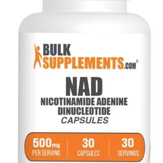 BulkSupplements.com NAD Capsules - Nicotinamide Adenine Dinucleotide, NAD Supplement 500mg - for Energy Support, Pure & Gluten Free, 1 Capsule per Serving, 30 Capsules (Pack of 1)