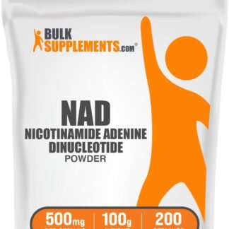 BulkSupplements.com NAD Powder - Nicotinamide Adenine Dinucleotide, NAD Supplement 500mg - for Energy Support, Pure & Gluten Free, 500mg per Serving, 100g (3.5 oz) (Pack of 1)