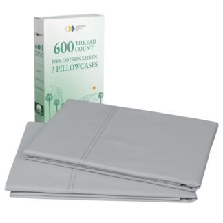 CALIFORNIA DESIGN DEN Luxuriously Soft Hotel Quality 600 Thread Count, 100% Cotton Set of 2 Cases, Crisp & Cool Light Gray Pillow Cases Standard Fits Standard & Queen Pillows...