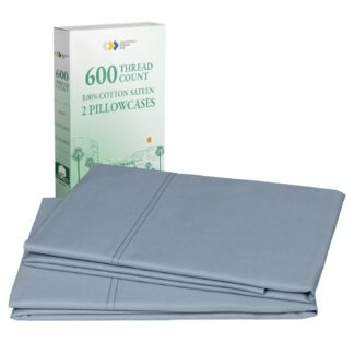 California Design Den Luxuriously Soft Premium 600 Thread Count, 100% Cotton Set of 2 Cases, Crisp Standard Pillow Cases Set of 2 Fits Standard & Queen Pillows (Pastel Blue)