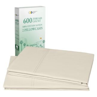California Design Den Luxuriously Soft Premium 600 Thread Count, 100% Cotton Set of 2 Cases, Crisp Pillowcases Queen Size Set of 2 Fits Standard & Queen Pillows - Ivory (Warm...