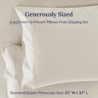 California Design Den Luxuriously Soft Premium 600 Thread Count, 100% Cotton Set of 2 Cases, Crisp Pillowcases Queen Size Set of 2 Fits Standard & Queen Pillows - Ivory (Warm...