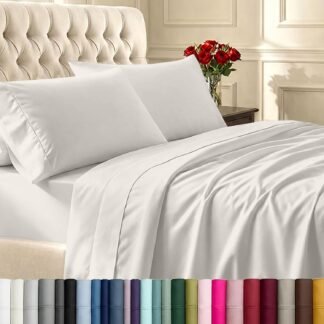 California Design Den Natural 100% Cotton Sheets for Queen Size Bed - Soft 400 Thread Count Sateen Sheets, Deep Pockets, All Around Elastic, Snug Fit, Durable Bedding Set -...
