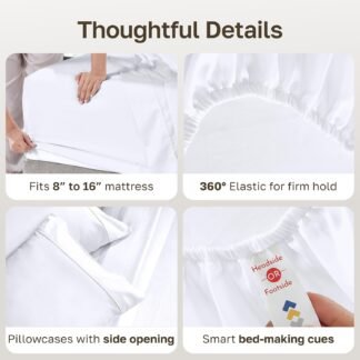 California Design Den Natural 100% Cotton Sheets Queen Size Bed Set - Soft 400 Thread Count Sateen, Queen Sheets, Deep Pockets with All Around Elastic for a Snug Fit, Durable...