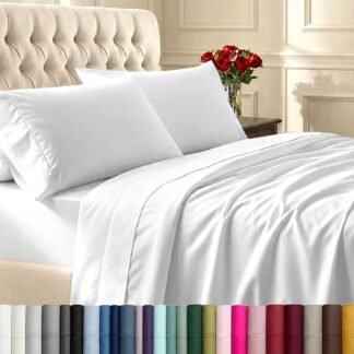California Design Den Queen Sheet Set - Soft 400 Thread Count Sateen, Natural 100% Cotton Sheets, Deep Pockets with All Around Elastic for a Snug Fit, Durable Bedding Set -...