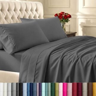 California Design Den Soft Queen Sheet Set - Soft 400 Thread Count Sateen, Natural 100% Cotton Sheets for Queen Size Bed, Deep Pockets for a Snug Fit, Durable Bedding Set - Grey