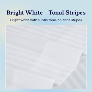 California Design Den Striped Queen Sheet Set - Soft 400 Thread Count Sateen, Natural 100% Cotton Sheets with Deep Pockets, and Durable Bedding Set - Striped White