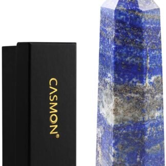 CASMON Large Healing Crystal Wands 3.9"-4.3"(10-11cm), Natural Blue Lapis Lazuli Obelisk Crystal Tower Stone, 6 Faceted Single Healing Crystal Point for Reiki Chakra Meditation...
