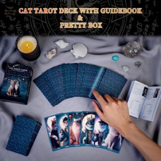 Cat Tarot Cards with Guide Book for Beginners Unique New Cute Cat Theme 400GSM Thickness Tarot Oracle Deck Kit with Guidebook Original Art with Embossed Edge
