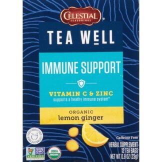 Celestial Seasonings TeaWell Herbal Tea, Lemon Ginger, Caffeine Free Organic Wellness Tea, 12 Tea Bags