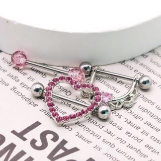 CHARMONLINE 14G Nipple Rings for Women 316L Stainless Steel Heart,Butterfly,Moon,Devil,Flower Nipple Barbell CZ Nipple Rings Set Nipplerings Piercing Jewelry