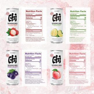 CHI FOREST Sparkling Water Beverage, 4 Flavors Variety Pack, Zero Sugar, 11.16 fl oz Cans (Pack of 24)