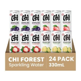 CHI FOREST Sparkling Water Beverage, 4 Flavors Variety Pack, Zero Sugar, 11.16 fl oz Cans (Pack of 24)