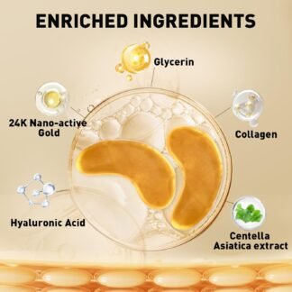 CHMI Under Eye Patches (50 Pairs) - 24K Gold Eye Patches for Puffy Eyes, Dark Circles, EyeBags and Wrinkles, Collagen Skin Care Products, Beauty & Personal Care