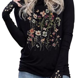 CHUNTIANRAN Hoodies Shirts for Women Early Fall Long Sleeve Tops Vintage Graphic Outfits Tops Fashion Pullover Tees 2025