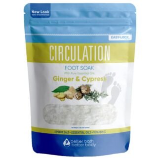 Circulation Foot Soak 32 Ounces 2 Lbs Epsom Salt with Pure Essential Oils Ginger and Cypress Essential Oils Plus Vitamin C in BPA Free Pouch with Easy Press Lock Seal - lunas-mystic-emporium.com Circulation Foot Soak 32 Ounces (2 Lbs) Epsom Salt with Pure Essential Oils Ginger and Cypress Essential Oils Plus Vitamin C in BPA Free Pouch with Easy Press Lock Seal