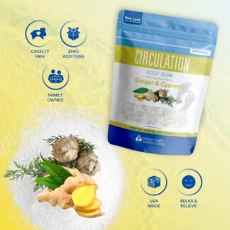 Circulation Foot Soak 32 Ounces 2 Lbs Epsom Salt with Pure Essential Oils Ginger and Cypress Essential Oils Plus Vitamin C in BPA Free Pouch with Easy Press Lock Seal - lunas-mystic-emporium.com Circulation Foot Soak 32 Ounces (2 Lbs) Epsom Salt with Pure Essential Oils Ginger and Cypress Essential Oils Plus Vitamin C in BPA Free Pouch with Easy Press Lock Seal