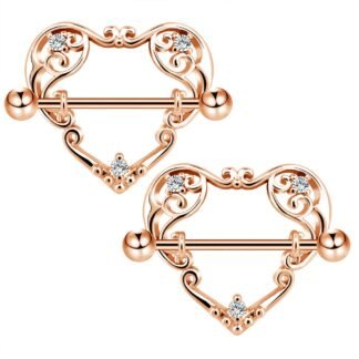 COCHARM 14G Heart Nipple Rings for Women Surgical Steel CZ Nipple Piercings Nipple Barbells Nipple Bars Gold Silver Rose Gold