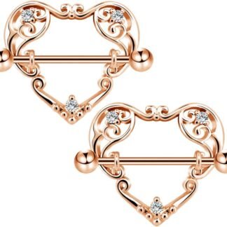 COCHARM 14G Heart Nipple Rings for Women Surgical Steel CZ Nipple Piercings Nipple Barbells Nipple Bars Gold Silver Rose Gold