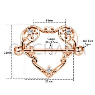 COCHARM 14G Heart Nipple Rings for Women Surgical Steel CZ Nipple Piercings Nipple Barbells Nipple Bars Gold Silver Rose Gold