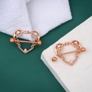 COCHARM 14G Heart Nipple Rings for Women Surgical Steel CZ Nipple Piercings Nipple Barbells Nipple Bars Gold Silver Rose Gold