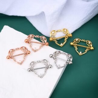 COCHARM 14G Heart Nipple Rings for Women Surgical Steel CZ Nipple Piercings Nipple Barbells Nipple Bars Gold Silver Rose Gold