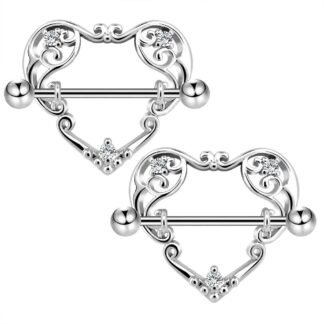 COCHARM 14G Heart Nipple Rings for Women Surgical Steel CZ Nipple Piercings Nipple Barbells Nipple Bars Gold Silver Rose Gold