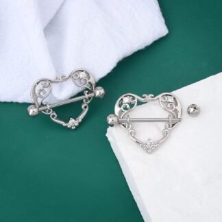 COCHARM 14G Heart Nipple Rings for Women Surgical Steel CZ Nipple Piercings Nipple Barbells Nipple Bars Gold Silver Rose Gold