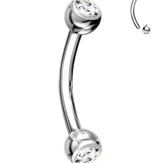 COCHARM G23 Solid Titanium Belly Button Rings 14G CZ Small Short Belly Rings Long Navel Rings 6mm/8mm/10mm/12mm/14mm/16mm Curved Barbell