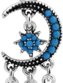 COCHARM Moon Dangle Belly Button Rings for Women 14g Belly Rings Dangling Cute Nave Rings Boho Belly Navel Piercing Jewelry…