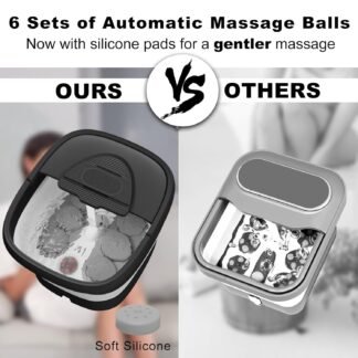 Collapsible Foot Spa with Heat and Remote, Heated Foot Bath Massager with Timer, and 24 Motorized Shiatsu Massage Balls, Foot Soaking Tub Supports Hot/Cold Water Soaking