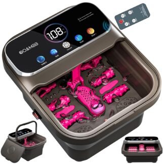 Collapsible Foot Spa with Heat, Bubble,Temp Control,Remote Control, Color Touch Screen Foot Bath Massager with 6 Massage Rollers,Foot Soaking Tub,Pedicure Foot spa for Stress...