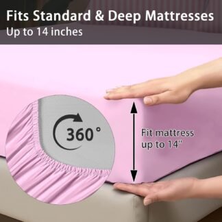 Comforter Set Twin Size, Stripe Pink Retro 5 Pcs Bedding for Kids and Adults, Geometric Striped Black Bed Sheet Sets with Fitted Sheet Pillowcase & Sham for Bedroom Bed Decor