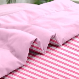 Comforter Set Twin Size, Stripe Pink Retro 5 Pcs Bedding for Kids and Adults, Geometric Striped Black Bed Sheet Sets with Fitted Sheet Pillowcase & Sham for Bedroom Bed Decor