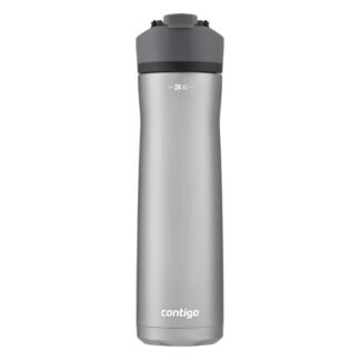 Contigo Cortland Chill 2.0 Vacuum-Insulated Stainless Steel Water Bottle, Spill-Proof Sip Technology, Interchangeable Lid, 24oz, Steel/Licorice, Perfect for Fitness Travel...