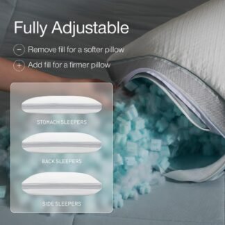 Coop Home Goods Cool+ Adjustable Pillow, King Size Plus Shaped Memory Foam Pillows with Cooling Gel, Back, Neck Support, Stomach or Side Sleeper Pillow, CertiPUR-US/GREENGUARD Gold