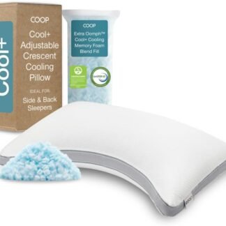 Coop Home Goods Cool+ Crescent Adjustable Pillow, King Size Plus Shaped Memory Foam Pillows with Cooling Gel, Neck Support, Back or Side Sleeper Pillow, CertiPUR US/GREENGUARD Gold