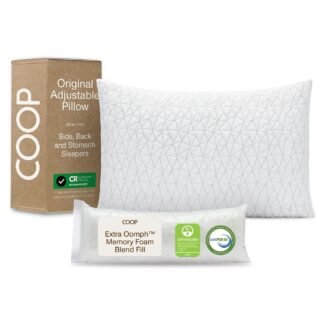 Coop Home Goods Original Adjustable Pillow, Queen Size Bed Pillows for Sleeping, Cross Cut Memory Foam Pillows - Medium Firm Back, Stomach and Side Sleeper Pillow,...