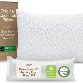 Coop Home Goods Original Adjustable Pillow, Queen Size Bed Pillows for Sleeping, Cross Cut Memory Foam Pillows - Medium Firm Back, Stomach and Side Sleeper Pillow,...