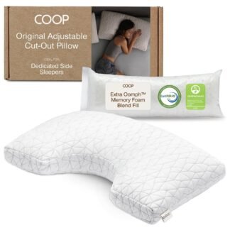Coop Home Goods Original Cut-Out Adjustable Pillow, Queen Size Bed Pillows for Neck & Head Support, 18 x 28 “ Memory Foam Pillows - Medium Firm for Side Sleeper,...