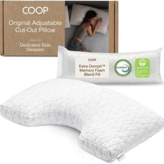 Coop Home Goods Original Cut-Out Adjustable Pillow, Queen Size Bed Pillows for Neck & Head Support, 18 x 28 “ Memory Foam Pillows - Medium Firm for Side Sleeper,...