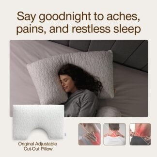 Coop Home Goods Original Cut-Out Adjustable Pillow, Queen Size Bed Pillows for Neck & Head Support, 18 x 28 “ Memory Foam Pillows - Medium Firm for Side Sleeper,...