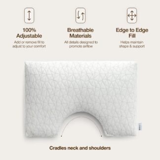 Coop Home Goods Original Cut-Out Adjustable Pillow, Queen Size Bed Pillows for Neck & Head Support, 18 x 28 “ Memory Foam Pillows - Medium Firm for Side Sleeper,...