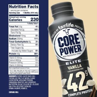 Core Power Elite High Protein Shake, Vanilla, 42g Bottle, 14oz, 12 Pack