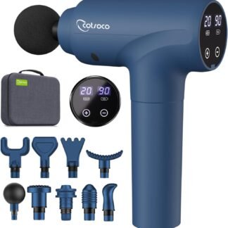 cotsoco Massage Gun Deep Tissue, Muscle Massage Gun with 9 Attachment Heads 20 Speeds & Silent Brushless Motor for Pain Relief, Handheld Percussion Back Massager Gun for Athletes